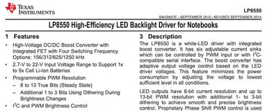 Extrait de la datasheet du LP8550, le driver LED qui équipe le backlight de MacBook Pro 2010 à 2012.